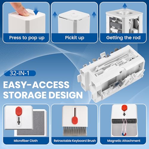2026 Upgrade Phone Cleaning Kit 57PCS, iPhone Cleaning Kit, Airbud Cleaning Kit for AirPods, Keyboard Cleaning Kit, Charging Port Cleaner for Apple Lightning/Android USB-C (White, with 10 Mini Brush) - color: White (57PCS)