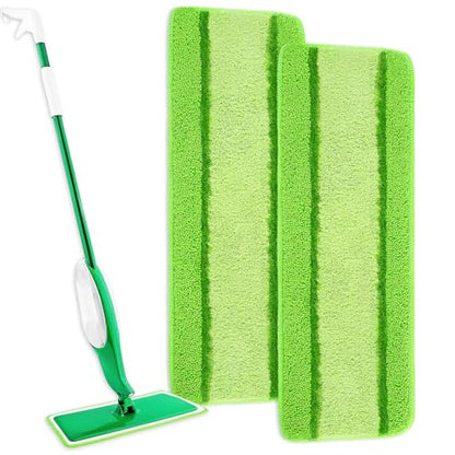 Libman 2 Pack Freedom Spray Mop Pad Refill, 16 in Microfiber Reusable Floor Cleaning Pad for Multi-Layer Floors - color: Green-2 Pack