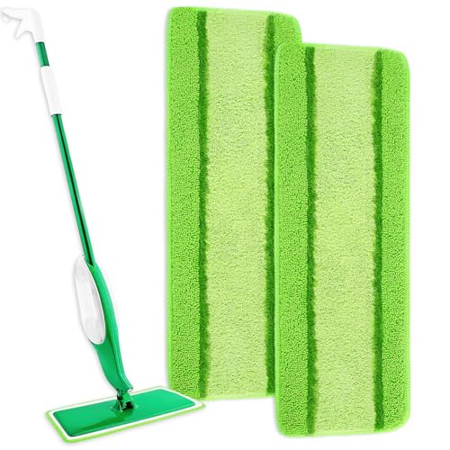 Libman 2 Pack Freedom Spray Mop Pad Refill, 16 in Microfiber Reusable Floor Cleaning Pad for Multi-Layer Floors - color: Green-2 Pack