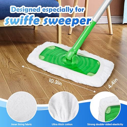 5 Pack Reusable 100% Cotton Mop Pads Compatible with Swiffer Sweeper Mop, Wet and Dry Flat mop Cover, Washable Mop Pads for Surface/Hardwood Floor Cleaning (Mop is Not Included) - color: White 5 Pack