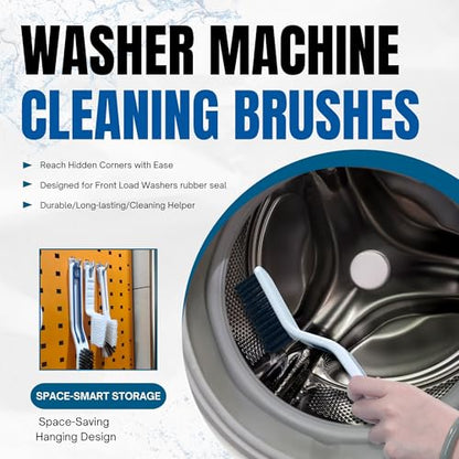 Washing Machine Cleaning Brush Set – Physical Cleaning Kit for Front Load Washer Drum, Rubber Seal & Detergent Drawer – Multi-Brush Tool Set for Deep Cleaning Crevices, Gasket & Appliance Gaps