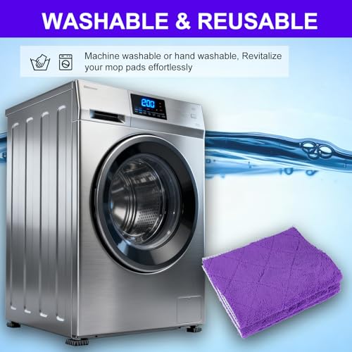 3-Pack Microfiber Mops Refill Pads for 14 Inch Mop (Purple) - color: Purple