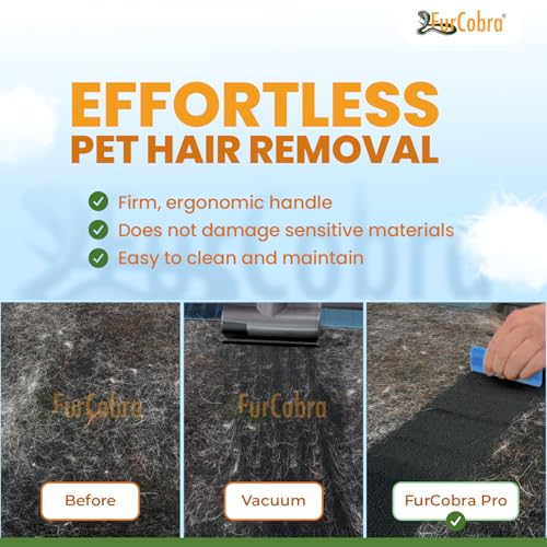 Pro Pet Hair Remover for Car Detailing, Carpet & Couch – Multi-Blade Dog & Cat Hair Scraper for Auto Interior, Upholstery, Furniture & Home – Reusable Embedded Fur Removal Tool - color: Blue