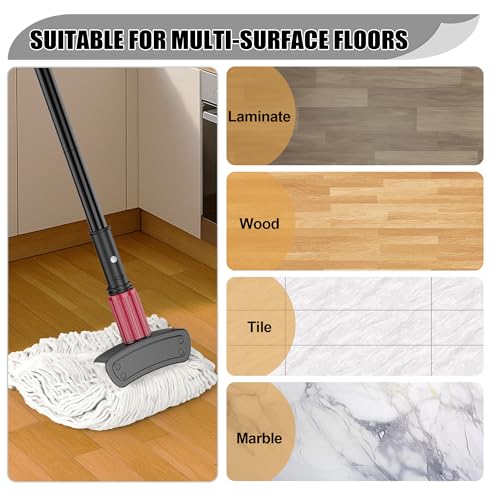 Commercial Mops for Floor Cleaning - Looped-End Heavy Duty Wet Mop with Long Handle for Hardwood Wood Tile Vinyl - Reusable Cotton Head for Home Garage Kichen Bathroom - size: Large mop