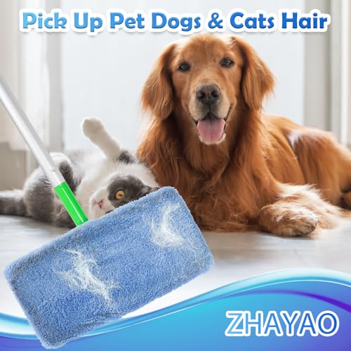 6 Pack Reusable Microfiber Mop Pads Compatible with Swiffer Sweeper, Dry Sweeping Cloths & Wet Mopping Cloths, Washable Mop Pads for Surface/Hardwood Floor Cleaning - color: Azure 6 Pack