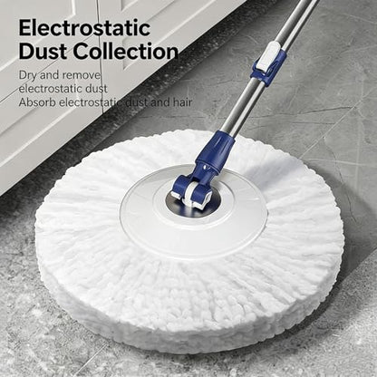Spin Mop and Bucket Set - 360 Degree Microfiber Mop with Hands Free Wringer System, Multi Surface Floor Cleaning Mop for Hardwood, Tile, and Vinyl Floors - color: White