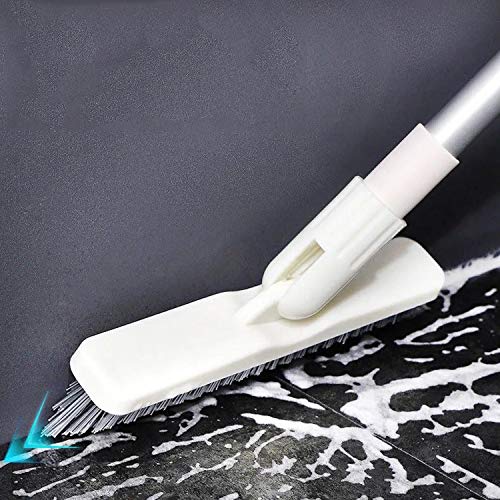 Grout Brush Floor Scrub Brush with Long Handle V Shape 51" Floors Scrubber with Stiff Bristle for Cleaning Bathroom Shower Tile, Patio, Garage, Kitchen, Wall and Deck (Off White)