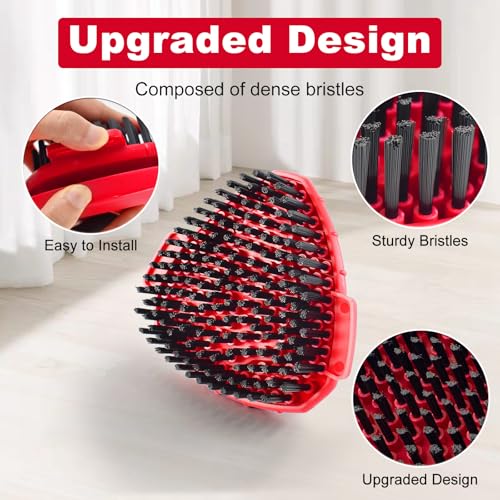 Mop Heads Replacement Compatible with O-Cedar EasyWring 1-Tank System, Includes 2 Microfiber + 2 Chenille Refills + 1 Scrub Brush + 1 Spin Mop Base for Hard Floor Cleaning - color: 2red+2white