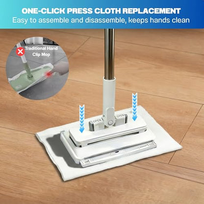 Mini Mop, Hands-Free One-Touch Pad Release, 360° Rotating Head, Wet & Dry, Extends Up to 48in Handle, Zero-Cost Old Cloth Compatible for Hardwood Floors, RV & Pet Hair - size: 48in mini dust mop