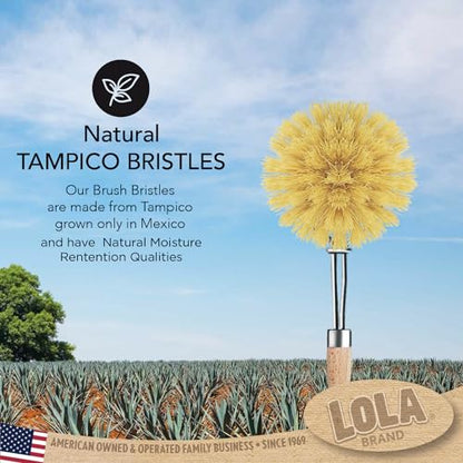 LOLA -The Original - Tampico Vegetable & Dish Brush, Sustainable Wood Ergonomic Handle w/Tampico Fiber Bristles, 1 Count - color: Small Vegetable & Dish Cleaning Brush, size: 1 Count
