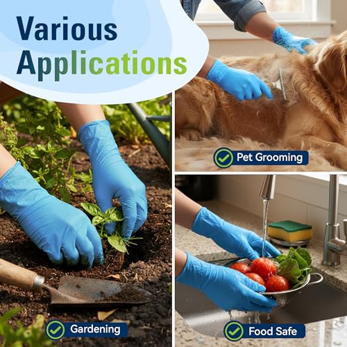 SWIFTLITE Nitrile Gloves, Food Safe Disposable Gloves Latex Free, Blue Rubber Gloves Powder Free for Cooking and Cleaning - size: Large
