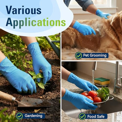 SWIFTLITE Nitrile Gloves, Food Safe Disposable Gloves Latex Free, Blue Rubber Gloves Powder Free for Cooking and Cleaning - size: Medium