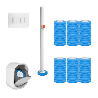 Disposable Toilet Brush - Toilet Bowl Cleaner Wand with 60 Toilet Brush Refills, Disposable Toilet Cleaning System, Toilet Brush and Holder Set for Deep Cleaning and Hygienic Bathroom Maintenance