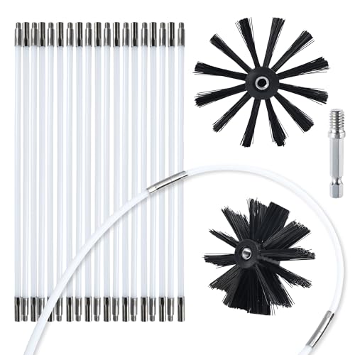 HOKLNUSE Dryer Vent Cleaner Kit Chimney Sweep Cleaning Tools Pellet Stove Cleaner Kit Air Dryer Duct Fireplace Brushes for Easy Lint Cleaning with 4" and 6" Brush Heads (Medium Duty, 25Feet) - color: Medium Duty, size: 25Feet