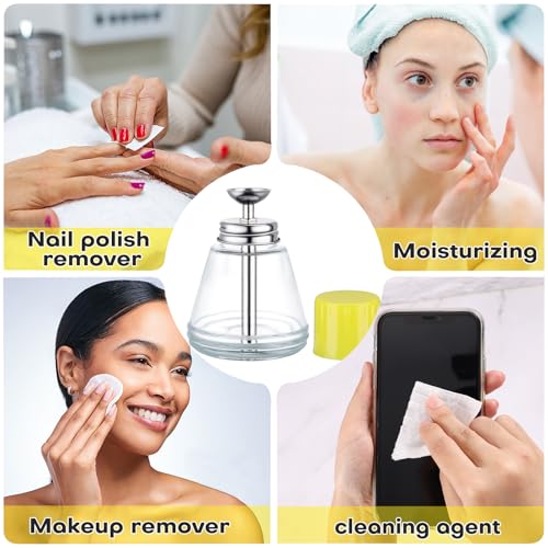 Noverlife 6Oz / 180ml Clear Acetone Pump Dispenser with Cap, Cone Glass Rubbing Alcohol Dispenser Push Down Nail Polish Remover Pump for Makeup Remover, Leak-Proof Press Glass Bottle for Makeup - color: A - 1pcs - Clear Cone Shaped