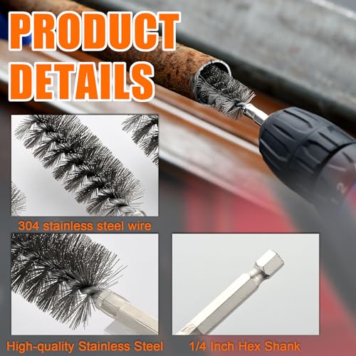MAXAMN Wire Brush for Drill 18-Pack, Wire Brushes for Cleaning Rust Tube Automotive, Nylon, Brass, Stainless Steel Bristles Bore Brush with 1/4" Hex Shank and Tool Bag for Power Drill Impact Driver