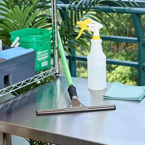 Restaurantware-Clean Tek Professional 11.81 Inch Window Squeegee, 1 Cleaning Squeegee with Rubber Blade - No-Slip Handle, Clean Mirror Or Car Windshield, Stainless Steel Wiper for Glass Door - size: 11 3/4", style: Stainless Steel, with Black Rubber Grip