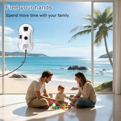 Automatic Window Cleaning Robot, Smart Robot Window Cleaner | window cleaning robot inside and outside with Spray,3000Pa Suction, Intelligent Path Planning, Remote Control for High Glass