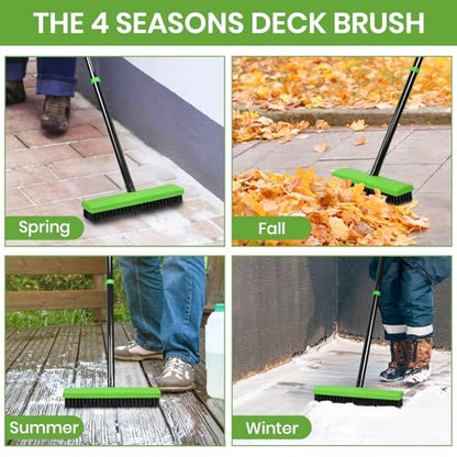 3 in 1 Weeding Wire Metal Brush Tools, Concrete Scrub Deck Brush with Long Handle for Moss, Tough Stains on Paving, Garden, Patio, Pool