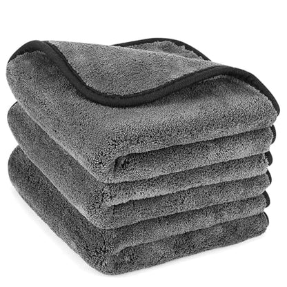 GTF Microfiber Car Cleaning Cloths, Upgraded 1200gsm Ultra-Thick Cars Drying Towel Microfiber Cloth for Car and Home Polishing Washing and Detailing 16'' x 16''(3 Pack)