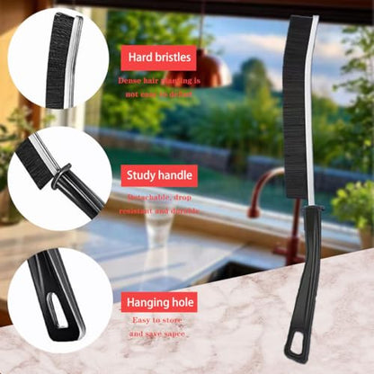 Hard Bristle Crevice Cleaning Brush.Multi-Purpose New Cleaning Brush Tool, Black Bristles with Ergonomic Grip Bathroom Gap Brush, Home, Kitchen, Bathroom, Faucets, Toilet,Window, Vehicle, (8)
