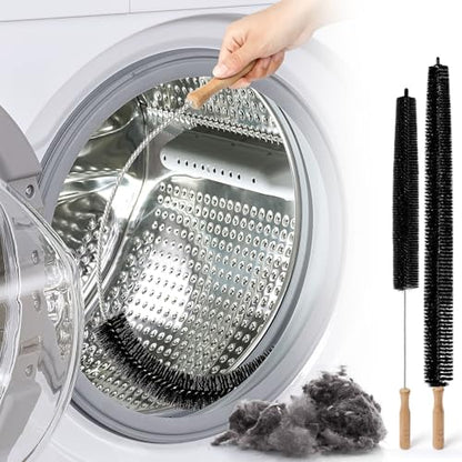 Dryer Vent Cleaner Kit, 2 Pack Dryer Lint Brush, 30 Inch Long Flexible Lint Remover, Refrigerator Coil Cleaning Brush, Home Essentials (Long-Style + Short-Style) - size: Long-style + Short-style