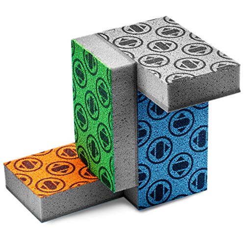 Skura Style Smart 4 Pack Odor Free Non-Scratch Scrub Pads for Sink, Counters, Surfaces, Pots, Pans, Dishwashing with Color-Fade Change Indicator - size: 4 Sponges