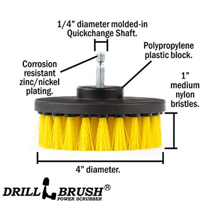 Drillbrush Bathroom Cleaner Drill Attachment – Bathtub Cleaning Supplies - Yellow Drill Brush Bathtub Scrubber - Carpet Scrubber - Bathroom Accessories - Stone Bath Mat Cleaner Spin Brush for Shower - color: Yellow