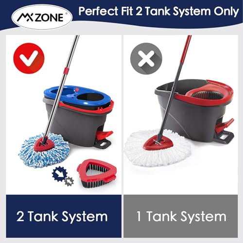 Spin Mop Head Replacement Base Handle Compatible with O Cedar Rinse Clean 2-Tank System, 4 Replace Heads, 1 Mop Handle, 1 Base and 1 Scrub Brush Combo Set - size: 7pcs 2-Tank Mop Set