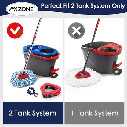 Spin Mop Head Replacement Base Handle Compatible with O Cedar Rinse Clean 2-Tank System, 4 Replace Heads, 1 Mop Handle, 1 Base and 1 Scrub Brush Combo Set - size: 7pcs 2-Tank Mop Set