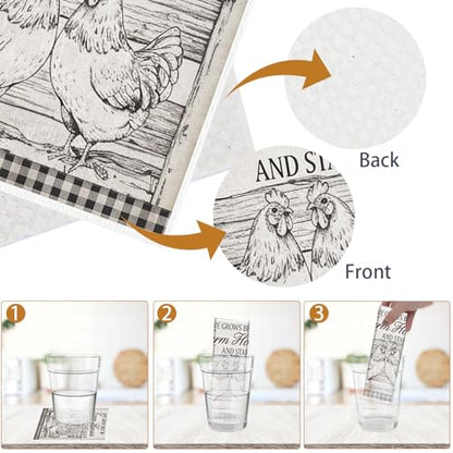 Reusable Swedish Dishcloths for Kitchen, 6PCS Farm House Cellulose Sponge Paper Towels Washable, Country Absorbent Fast Drying Swedish Dish Cloth for Home Cleaning - style: Farmhouse