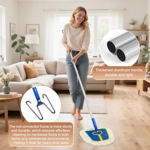 Commercial Dust Mop Replacement Head,Washable Wedge Cotton Dry Floor Duster Mop Pad Refills for Wall Hardwood,Laminate,Vinyl,Tile Floors,Home,Warehouse,2 Pack,Blue - color: Wedge Dust Mop Pad-blue2