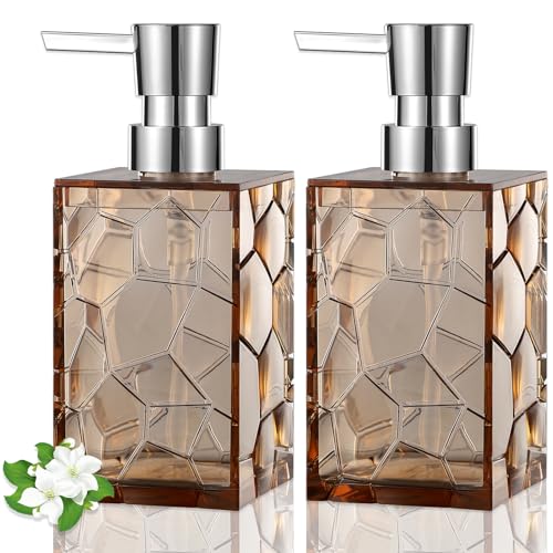Hand Soap Dispenser, Clear Acrylic Plastic Liquid Pump Bottles Refillable Lotion Dispenser for Bathroom Decor Kitchen College Dorm, Light Brown 2 Pack - color: Clear Light Brown, size: 2 Pack