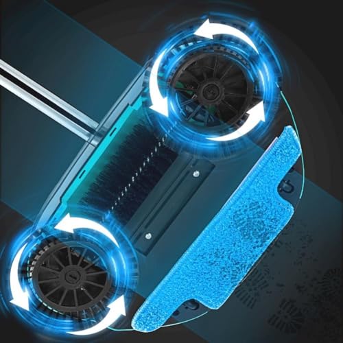 Manual Carpet Sweeper - 3-in-1 Hand Push Floor Cleaner with 360° Rotating Mop, Dustpan & Trash Bin for Hardwood and Ceramic Tile Cleaning - color: Lake Blue