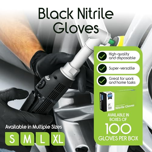 Inspire Black Nitrile Disposable Gloves | 4.5 Nitrile Disposable Safety Medical Cooking Cleaning Gloves - size: Small, style: Black - Box of 100