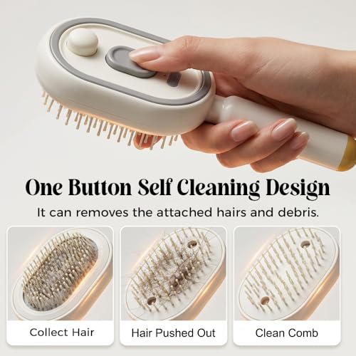 Electric Spray Air Cushion Massage Comb, 2026 New Air Cushion Brush with Self-Cleaning, Retractable Hairs Massage Brush for Frizzy Hair & Scalp Care, Relieve Hair Tangles and Dryness (Purple) - color: Purple