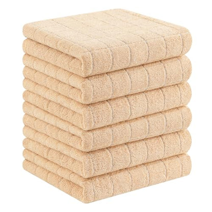 Homaxy 100% Cotton Terry Kitchen Towels(Apricot, 13 x 28 inches), Checkered Designed, Soft and Super Absorbent Dish Towels, 6 Pack - color: Apricot, size: 13 X 28 - 6 Pack