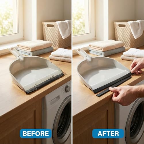 Angoily 4Pcs Dustpan Rubber Strip, 10.23" Dust Pan Lip Replacement, Silicone Edge Protectors, Black Refill Insert for Broom Sweeping Garbage Shovel - size: 26X2.3CM