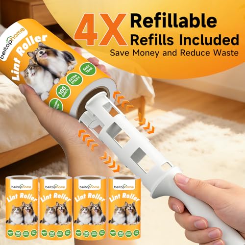 Lint Roller, 800-Sheet Extra Sticky Rollers for Pet Hair, 4 Handles, Value Pack for Dogs, Cats, Clothes, Carpet, Furniture - size: 800Sheets+4 Handles
