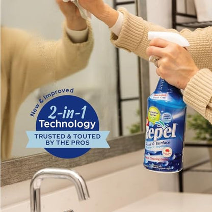 Clean-X REPEL Glass & Surface Cleaner 32 fl. oz. - Cleans & Repels water spots and dirt on glass, mirror, tile and multi surface by UNELKO (2) - color: 2