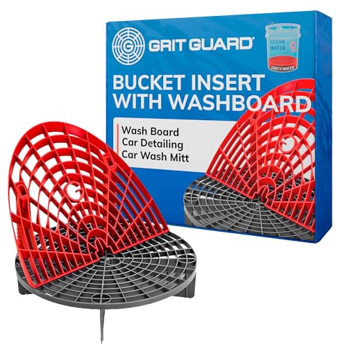 Grit Guard The Original Bucket Insert with Washboard Combo | Removes Dirt from Wash Mitt for Detailing | Car Wash Bucket Insert & Washboard | Red/Black - Made in the USA - color: Red/Black