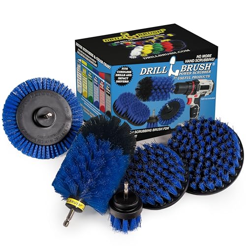 Grout Cleaner Kit - Bathroom Drill Brush Attachment Set - Household Cleaning Supplies - Shower Cleaner - Tub Scrubber - Toilet Brush - Spotless Tiles - Power Scrubbing Nylon Bristles - color: Blue