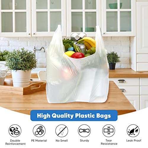 LimonLaviu Plastic Bags - 100Pack (25 mic thickness) (11.5'x 6.5" x 21') with Handles - Small Business & Grocery Bags in Bulk - Heavy Duty, Unscented - size: 100