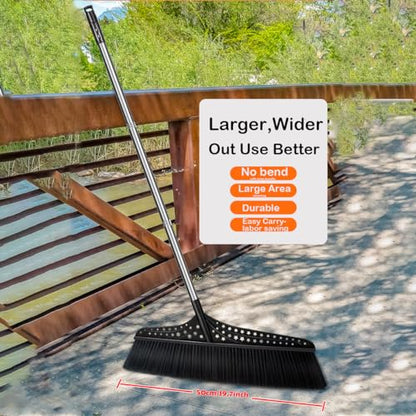 Heavy Duty Outdoor Angle Broom with 20" Wide 51" Long Handle Stiff Bristles Sweeper Perfect for Driveway/Courtyard/Industry Area/Lobby/Mall/Garage/Wood/Stone/Tile/Concrete Floor Sweeping