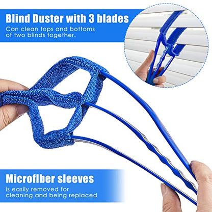 4 Pcs Window Venetian Blind Cleaner Duster Tool 7 Finger Blind Rush and Shutter Cleaner Brush Hand-held Window Shutter Air Conditioner Duster for Dirt(Green, Blue) - color: Green, Blue