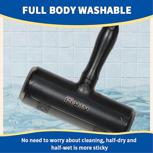 KIRLI Pet Hair Roller, Fur Remover Tool with Built-in Fur bin, Reusable Lint Roller for Pet Hair, Multi-Surface Furniture Clothing, Couch, Carpet, Bedding Cat and Dog Hair Remover (Black) - color: Black