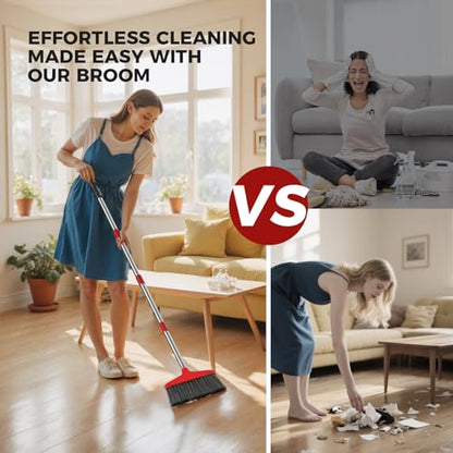 Handy Broom 2Pack, Indoor/Outdoor Brooms, Duty Kitchen Broom, for Home Garage Kitchen Office Courtyard Lobby Patio Lawn Concrete (2, Red) - color: Red