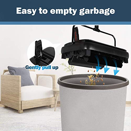 Eyliden Carpet Sweeper, Mini Size Lightweight Hand Push - No Noise, Non-Electric, Easy Manual Sweeping Only for Carpet Cleaning (Black) - color: Black