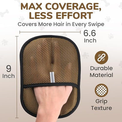 KEYVOZ Pet Hair Removal Glove for Cats and Dogs, Electrostatic Magic Brush Pet Hair Remover for Dog Couch, Available in Blue, Purple, Pink, Brown- Perfect for Pet Owners (Brown) - color: Brown