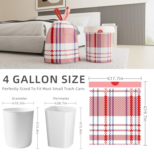 4 Gallon Trash Bags, Small Garbage Bags with Drawstring and Printed Striped Design, Tear-Free, Leakproof & Durable Small Trash Bags for Bathroom, Office, 50 Count - style: 4 Gallon Striped Trash Bags - 50 Counts